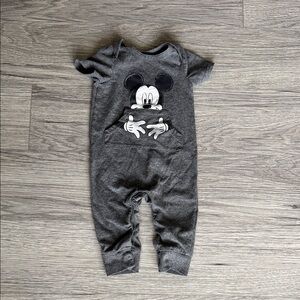 Disney Baby Gray Mickey Mouse Bodysuit Size 6-9 M